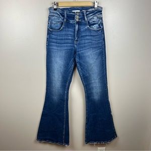 Kancan Kurvy Ultra High Rise Super Flare Jeans Size 30 Medium Wash Stretch Denim